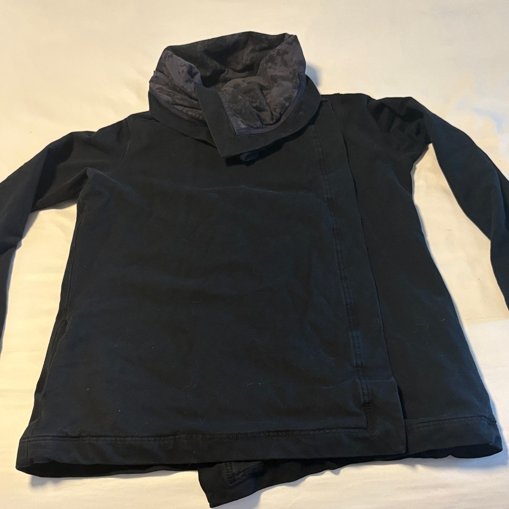 Lululemon Black Cowl Neck Long Sleeve Side Button Sweater